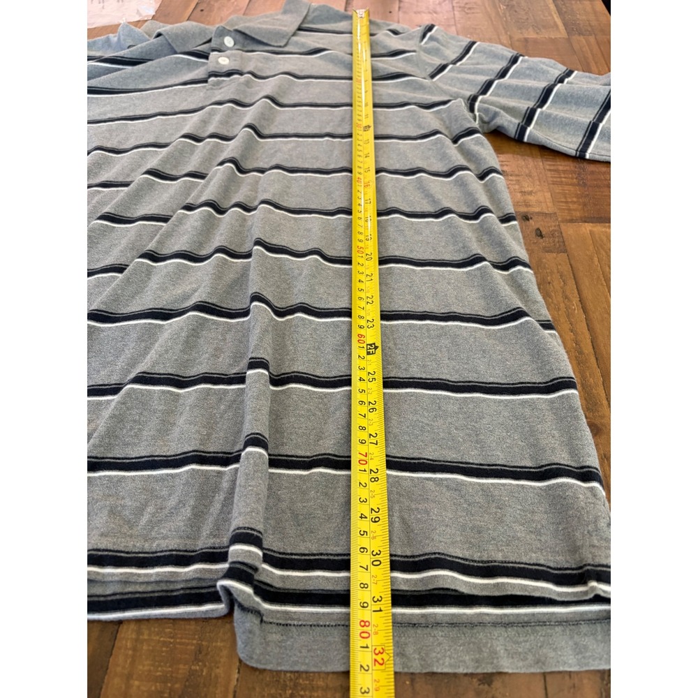 Sonoma Life Style Mens XLT Gray Striped Long Sleeve Rugby Polo Shirt Cotton - Picture 6 of 8